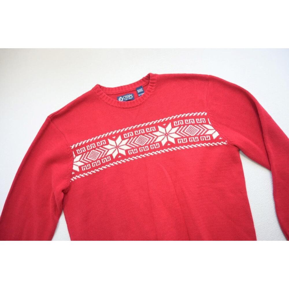Chaps Ralph Lauren Red Knitted Holiday Sweater Cotton Acrylic Mens Size 2XL XXL - Picture 5 of 7